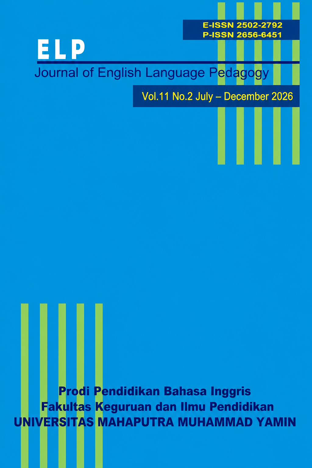 					View Vol. 11 No. 2 (2026): ELP (Journal of English Language Pedagogy)
				